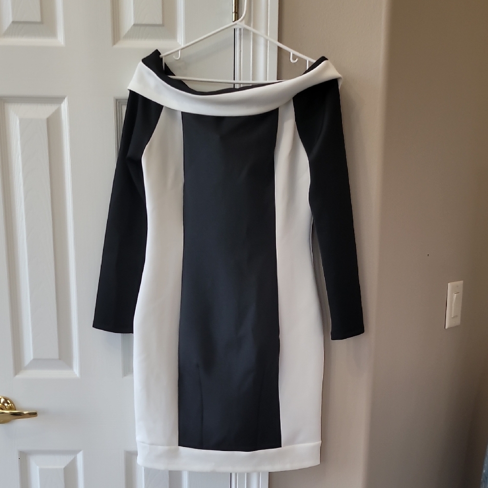 Elegant Black and White Dress NWT